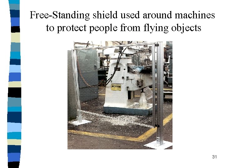 Free-Standing shield used around machines to protect people from flying objects 31 