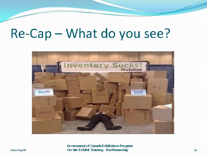 Re-Cap – What do you see? 2021 -09 -16 Government of Canada Exhibitions Program