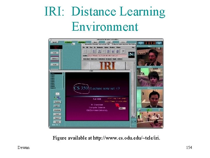 IRI: Distance Learning Environment Figure available at http: //www. cs. odu. edu/~tele/iri. Dewan 154