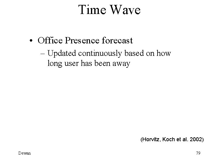 Time Wave • Office Presence forecast – Updated continuously based on how long user