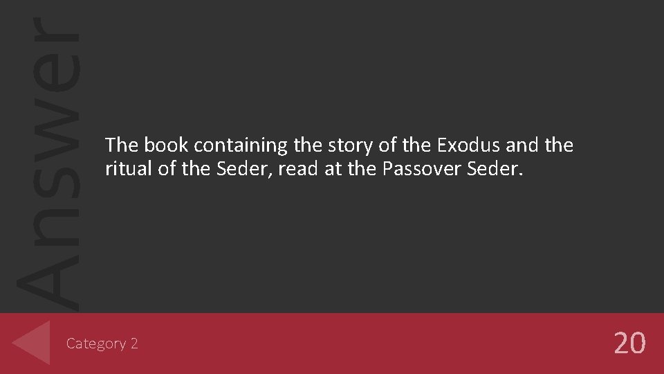 Answer The book containing the story of the Exodus and the ritual of the