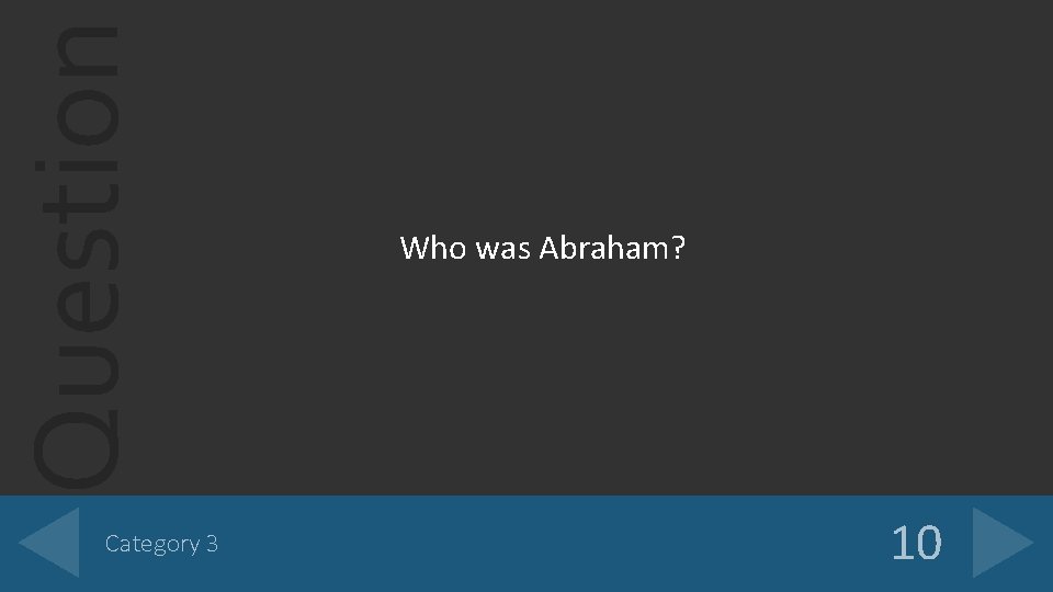 Question Category 3 Who was Abraham? 10 