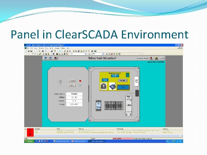 Panel in Clear. SCADA Environment 
