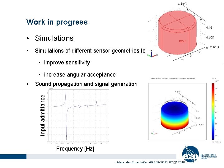 Work in progress • Simulations • Simulations of different sensor geometries to • improve