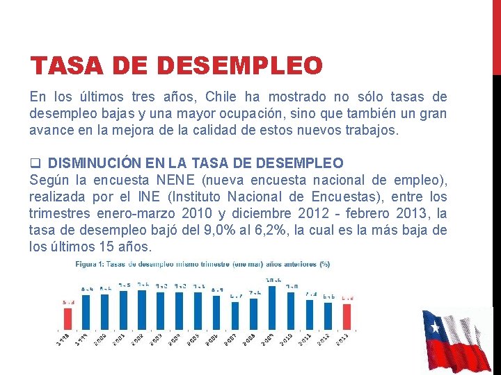 TASA DE DESEMPLEO En los últimos tres años, Chile ha mostrado no sólo tasas