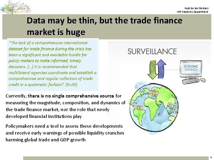 Real Sector Division IMF Statistics Department Data may be thin, but the trade finance