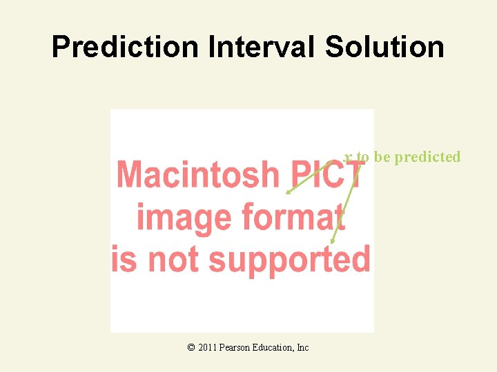 Prediction Interval Solution x to be predicted © 2011 Pearson Education, Inc 