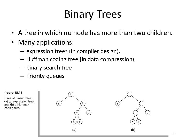 Binary Trees • A tree in which no node has more than two children.