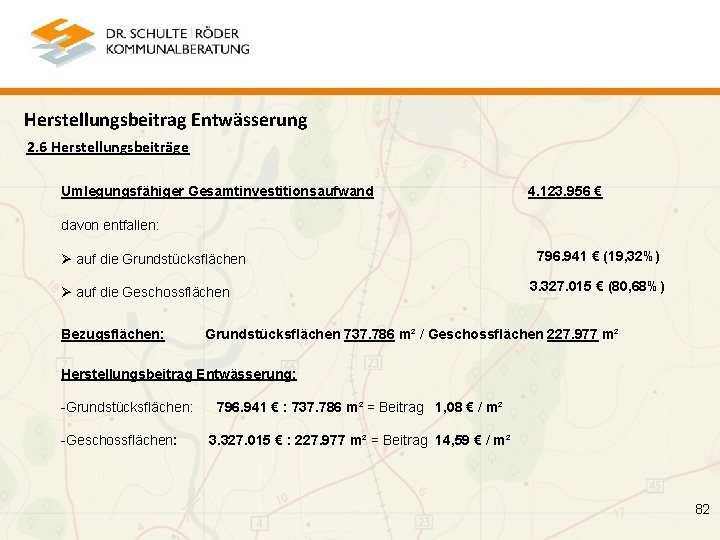 Herstellungsbeitrag Entwässerung 2. 6 Herstellungsbeiträge Umlegungsfähiger Gesamtinvestitionsaufwand 4. 123. 956 € davon entfallen: Ø