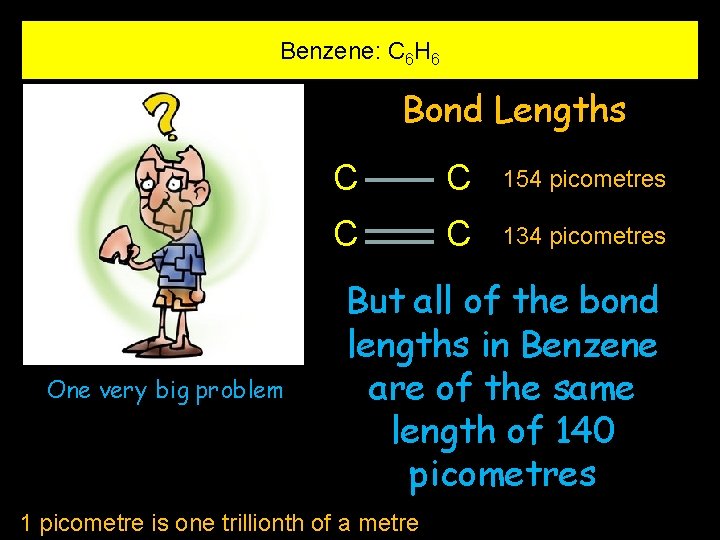 Benzene: C 6 H 6 Bond Lengths One very big problem C C 154