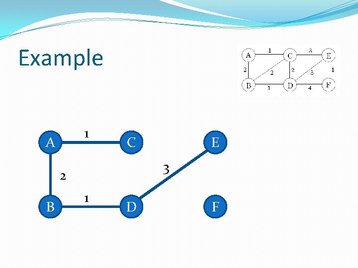 Example 1 A C 3 2 B E 1 D F 