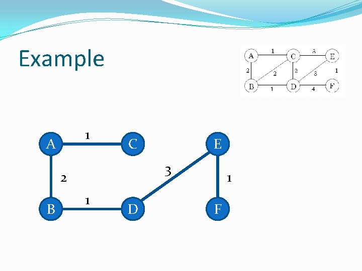 Example 1 A C 3 2 B E 1 D 1 F 