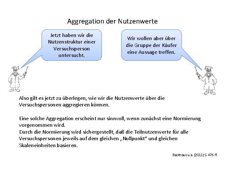 Aggregation der Nutzenwerte Jetzt haben wir die Nutzenstruktur einer Versuchsperson untersucht. Wir wollen aber