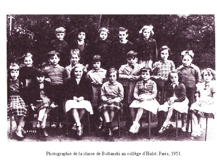 Photographie de la classe de Boltanski au collège d’Hulst. Paris, 1951. 