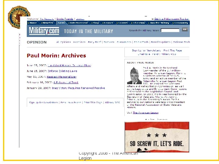 Member Benefits Copyright 2008 - The American Legion 
