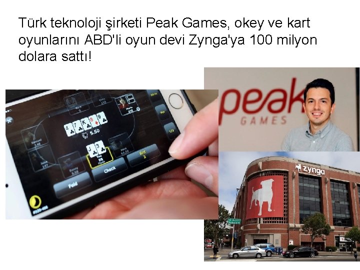 Türk teknoloji şirketi Peak Games, okey ve kart oyunlarını ABD'li oyun devi Zynga'ya 100