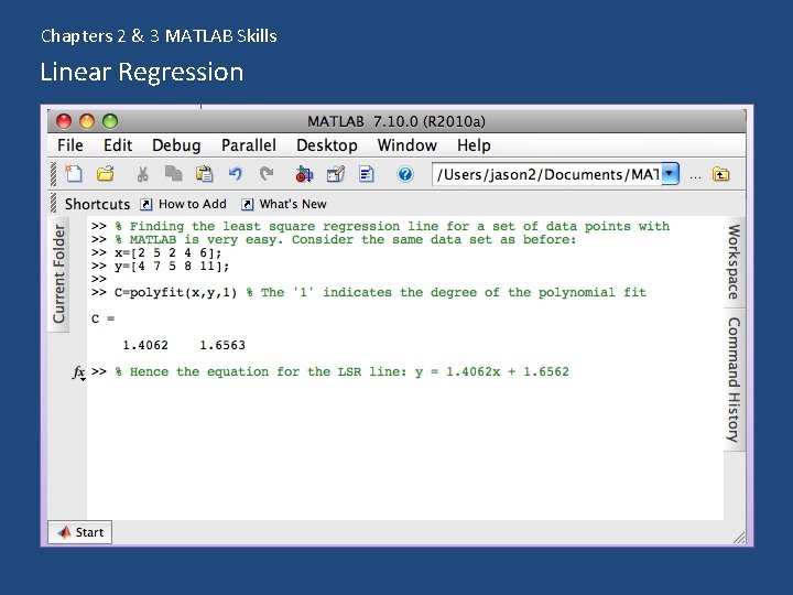Chapters 2 & 3 MATLAB Skills Linear Regression 