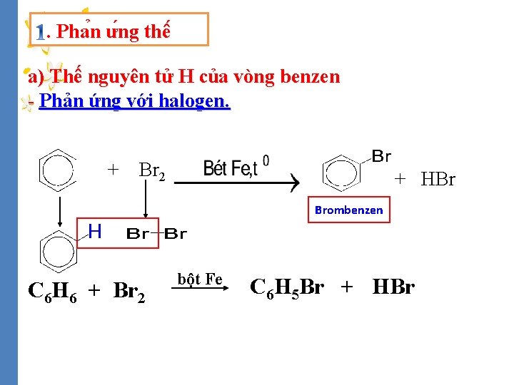 . Pha n ư ng thê a) Thế nguyên tử H của vòng benzen