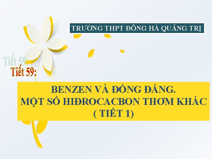 TRƯỜNG THPT ĐÔNG HÀ QUẢNG TRỊ BENZEN VÀ ĐỒNG ĐẲNG. MỘT SỐ HIĐROCACBON THƠM