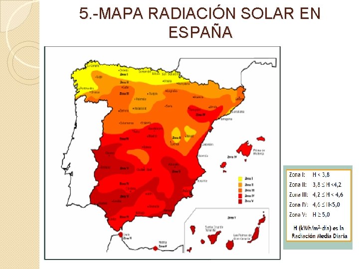 5. -MAPA RADIACIÓN SOLAR EN ESPAÑA 