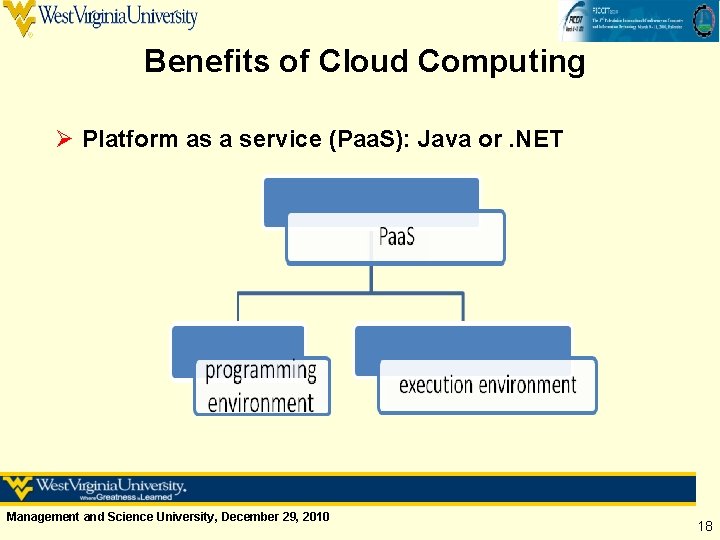 Benefits of Cloud Computing Ø Platform as a service (Paa. S): Java or. NET