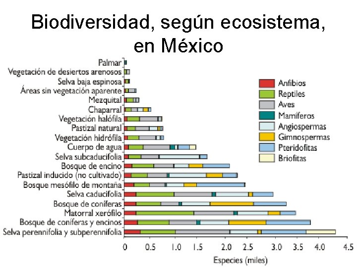 Biodiversidad, según ecosistema, en México 11 