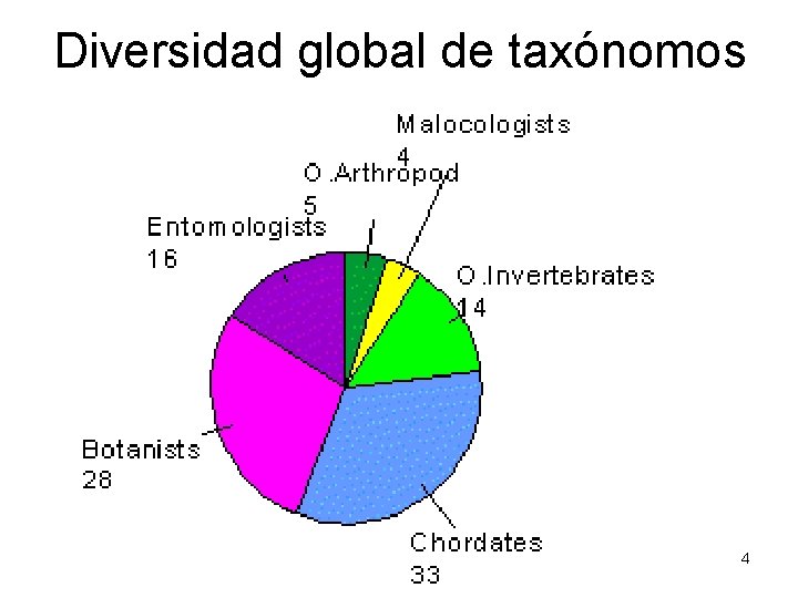 Diversidad global de taxónomos 4 