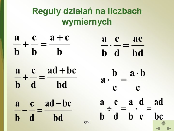 Reguły działań na liczbach wymiernych ©M 