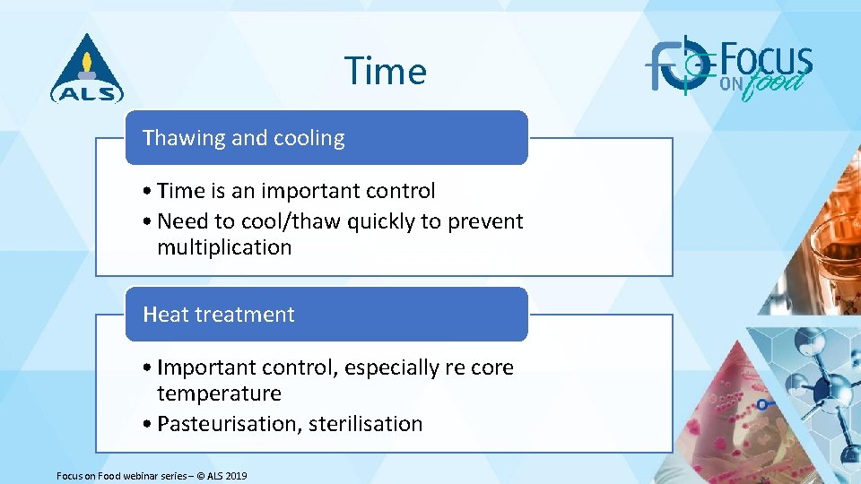 Time Thawing and cooling • Time is an important control • Need to cool/thaw