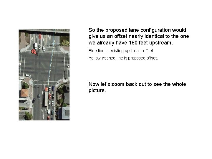 So the proposed lane configuration would give us an offset nearly identical to the