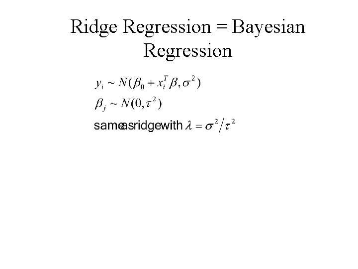 Ridge Regression = Bayesian Regression Ridge Regression = Bayesian Regression