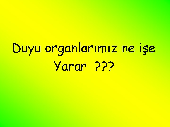 Duyu organlarımız ne işe Yarar ? ? ? 