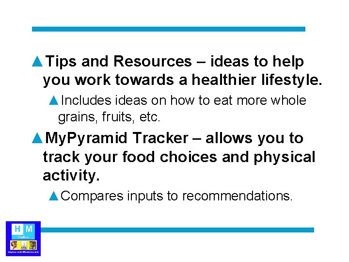 ▲Tips and Resources – ideas to help you work towards a healthier lifestyle. ▲Includes