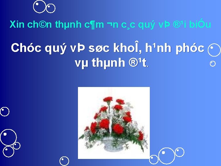 Xin ch©n thµnh c¶m ¬n c¸c quý vÞ ®¹i biÓu Chóc quý vÞ søc