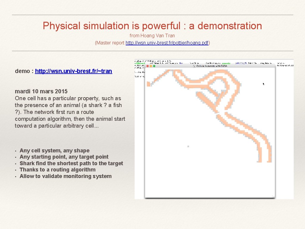 Physical simulation is powerful : a demonstration from Hoang Van Tran (Master report http: