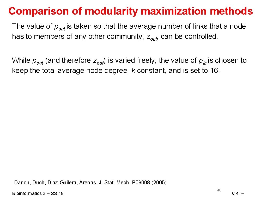 Comparison of modularity maximization methods The value of pout is taken so that the