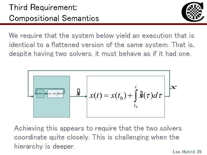Third Requirement: Compositional Semantics We require that the system below yield an execution that