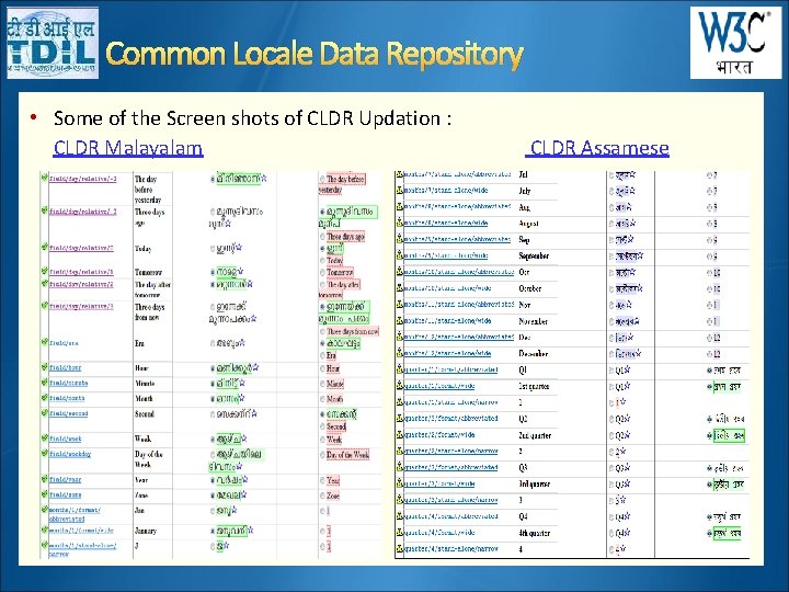 Common Locale Data Repository • Some of the Screen shots of CLDR Updation :
