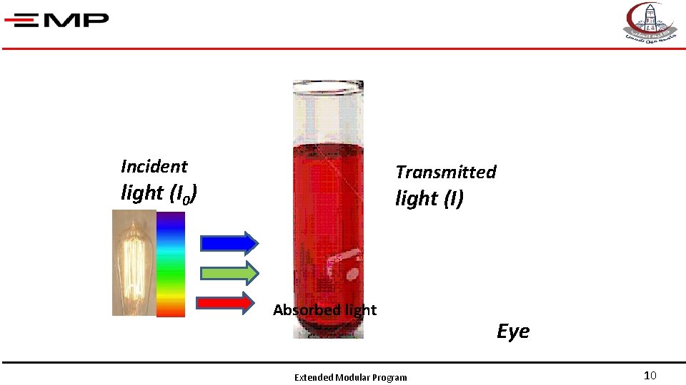 Incident Transmitted light (I 0) light (I) Absorbed light Extended Modular Program Eye 10