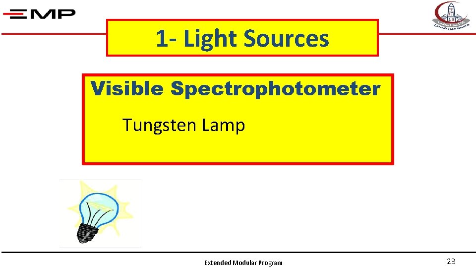 1 - Light Sources Visible Spectrophotometer Tungsten Lamp Extended Modular Program 23 