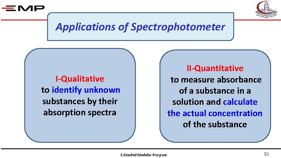 Applications of Spectrophotometer II-Quantitative to measure absorbance of a substance in a solution and
