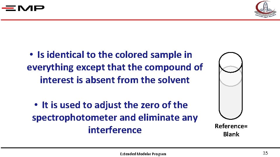  • Is identical to the colored sample in everything except that the compound