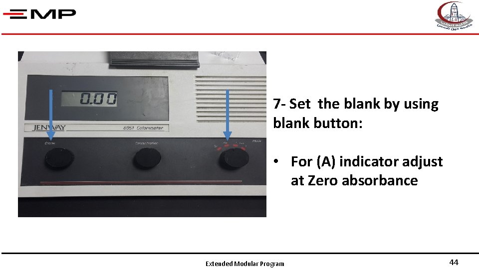 7 - Set the blank by using blank button: • For (A) indicator adjust