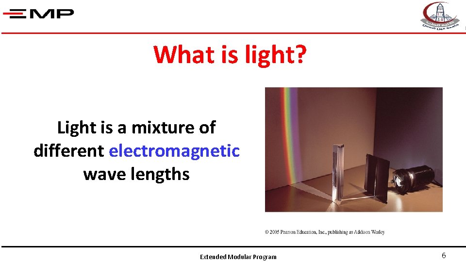 What is light? Light is a mixture of different electromagnetic wave lengths Extended Modular