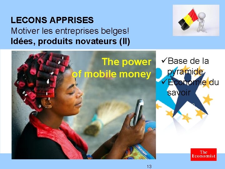 LECONS APPRISES Motiver les entreprises belges! Idées, produits novateurs (II) The power üBase de
