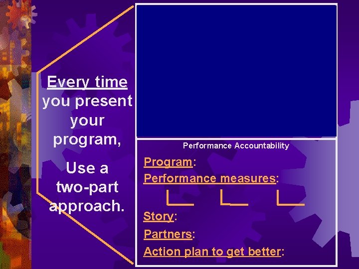 Population Accountability Result: to which you contribute to most directly. Indicators: Every time you