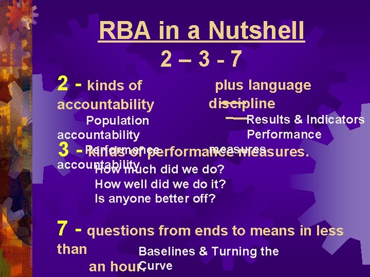 RBA in a Nutshell 2– 3 -7 2 - kinds of accountability plus language