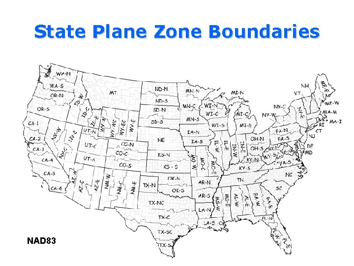 State Plane Zone Boundaries NAD 83 