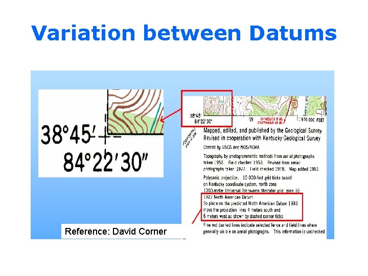 Variation between Datums Reference: David Corner 