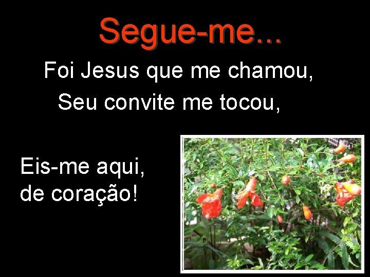 Segue-me. . . Foi Jesus que me chamou, Seu convite me tocou, Eis-me aqui,